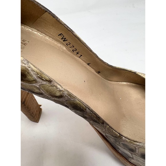 Stuart Weitzman Snake Skin Python Pattern Peep Toe Platform Pumps Brown Size 6M - Picture 8 of 10